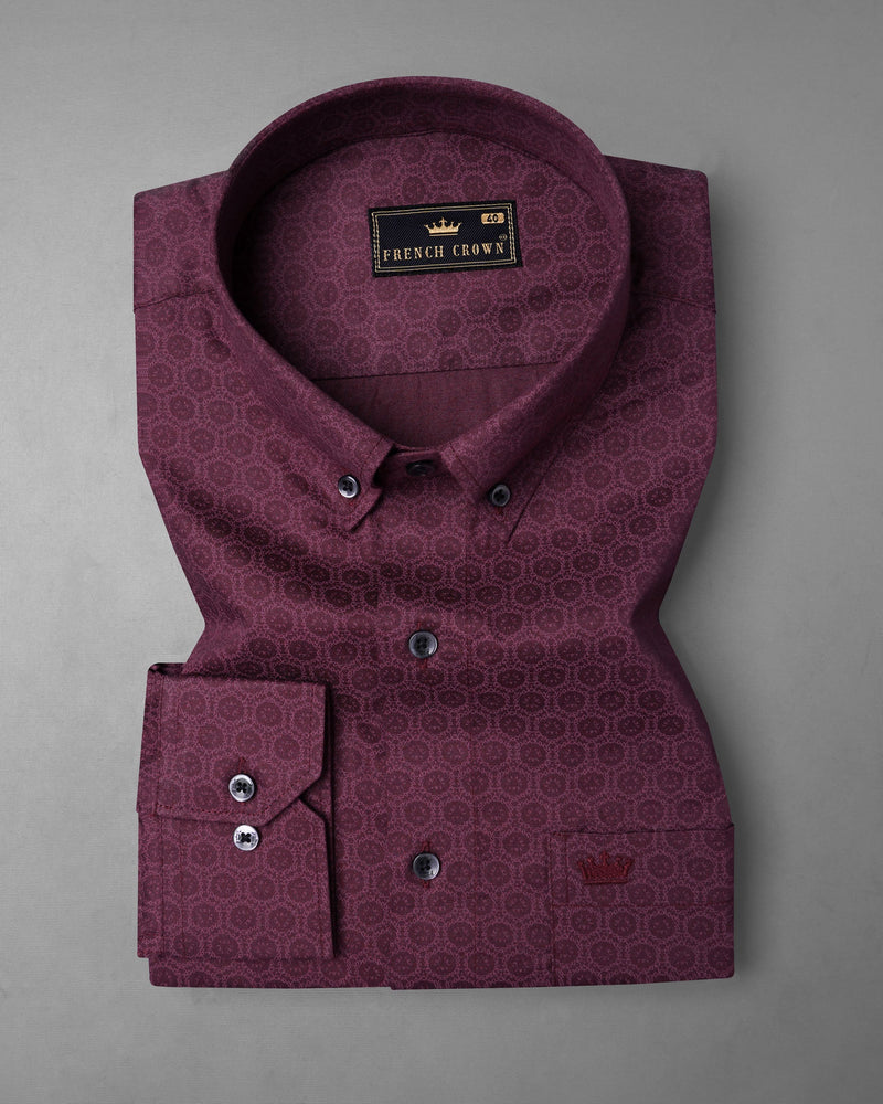 Castro Marron and Camelot Light Maroon Printed Premium Cotton Shirt