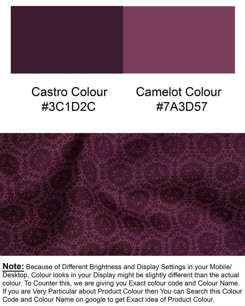 Castro Marron and Camelot Light Maroon Printed Premium Cotton Shirt