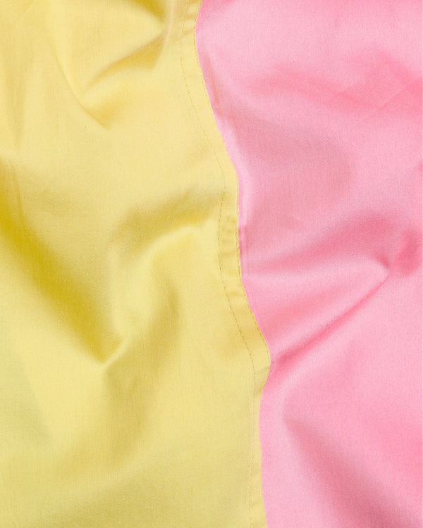 Greenish Beige Yellow and Wewak Pink Colour block Super Soft Premium Cotton Designer Shirt