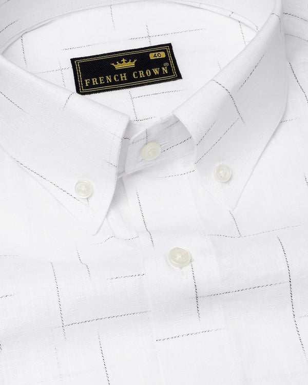 Black and White Luxurious Linen slub Textured Shirt