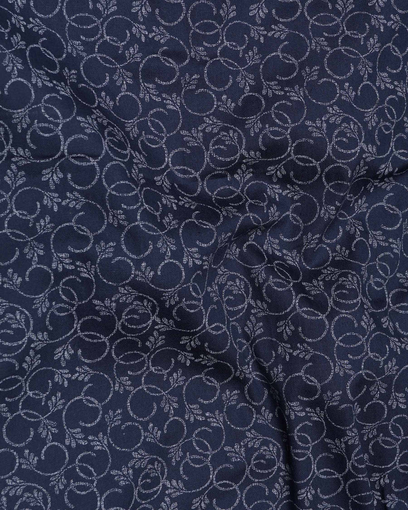 Bunting Blue Chintz Printed Twill Premium Cotton Shirt