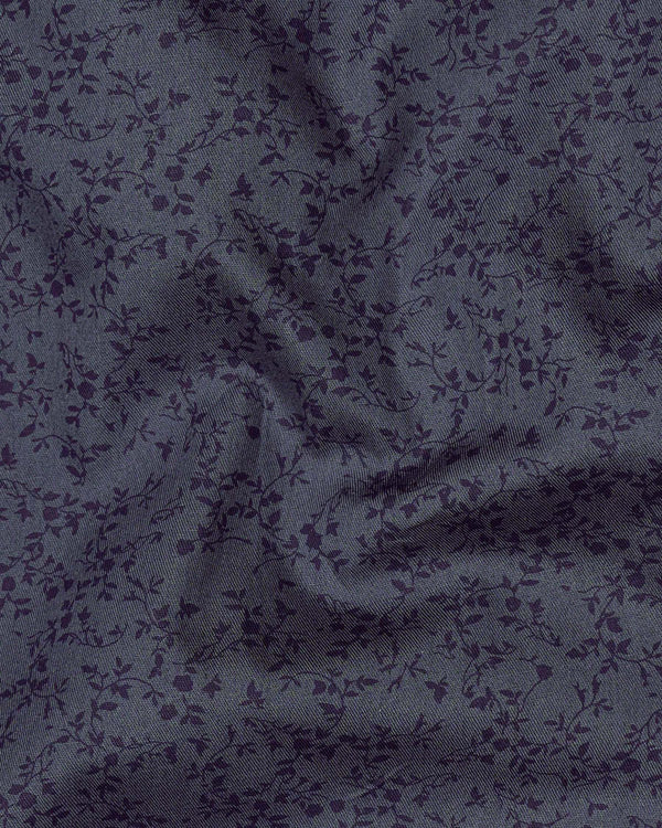 Smoky Gray with Gravel Violet Ditzy Floral Printed Super Soft Premium Cotton Shirt
