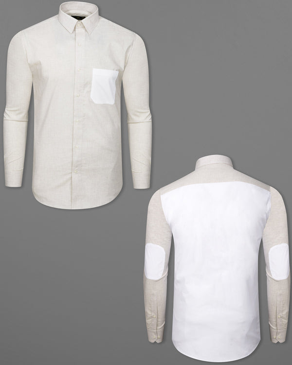 Ceramic Cream with Bright White Premium Cotton Designer Shirt
