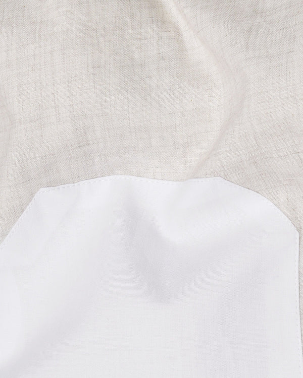Ceramic Cream with Bright White Premium Cotton Designer Shirt