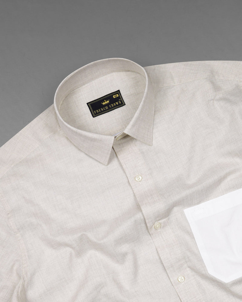 Ceramic Cream with Bright White Premium Cotton Designer Shirt