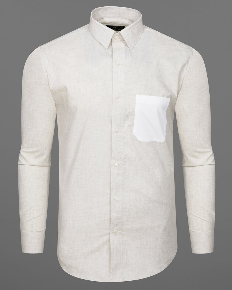 Ceramic Cream with Bright White Premium Cotton Designer Shirt