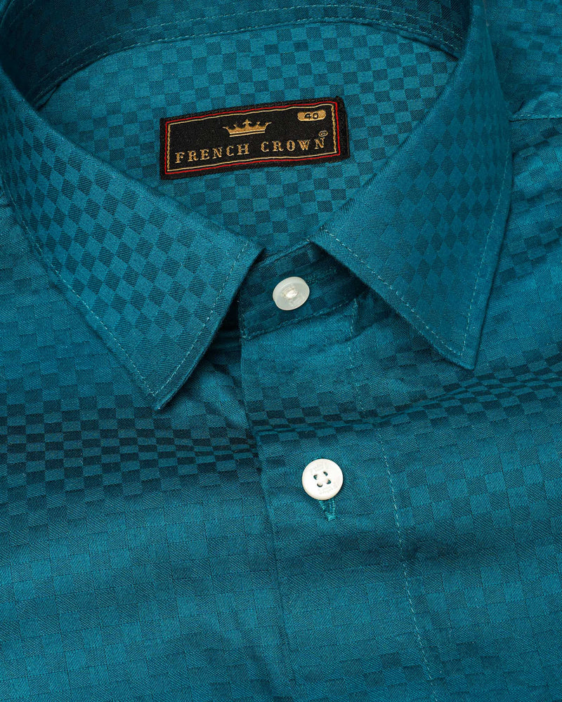 Ocean Dark Green Checked Dobby Textured Premium Giza Cotton Shirt 7573-38,7573-38,7573-39,7573-39,7573-40,7573-40,7573-42,7573-42,7573-44,7573-44,7573-46,7573-46,7573-48,7573-48,7573-50,7573-50,7573-52,7573-52