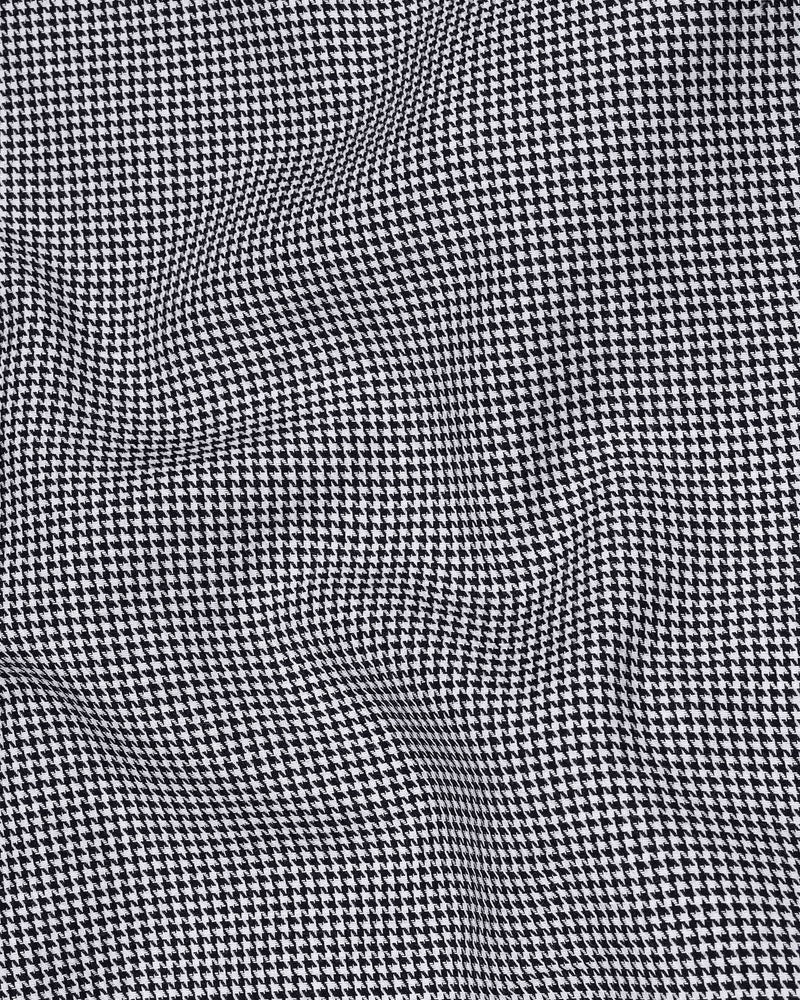 Jade Black and White Houndstooth Textured Premium Giza Cotton Shirt