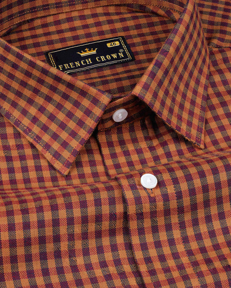 Raw Sienna Brown Gingham Herringbone Shirt 7577-38,7577-38,7577-39,7577-39,7577-40,7577-40,7577-42,7577-42,7577-44,7577-44,7577-46,7577-46,7577-48,7577-48,7577-50,7577-50,7577-52,7577-52