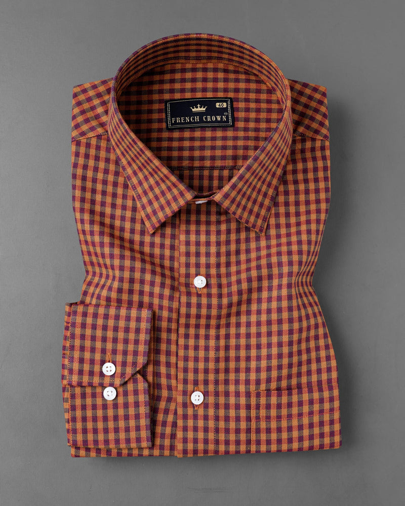 Raw Sienna Brown Gingham Herringbone Shirt 7577-38,7577-38,7577-39,7577-39,7577-40,7577-40,7577-42,7577-42,7577-44,7577-44,7577-46,7577-46,7577-48,7577-48,7577-50,7577-50,7577-52,7577-52