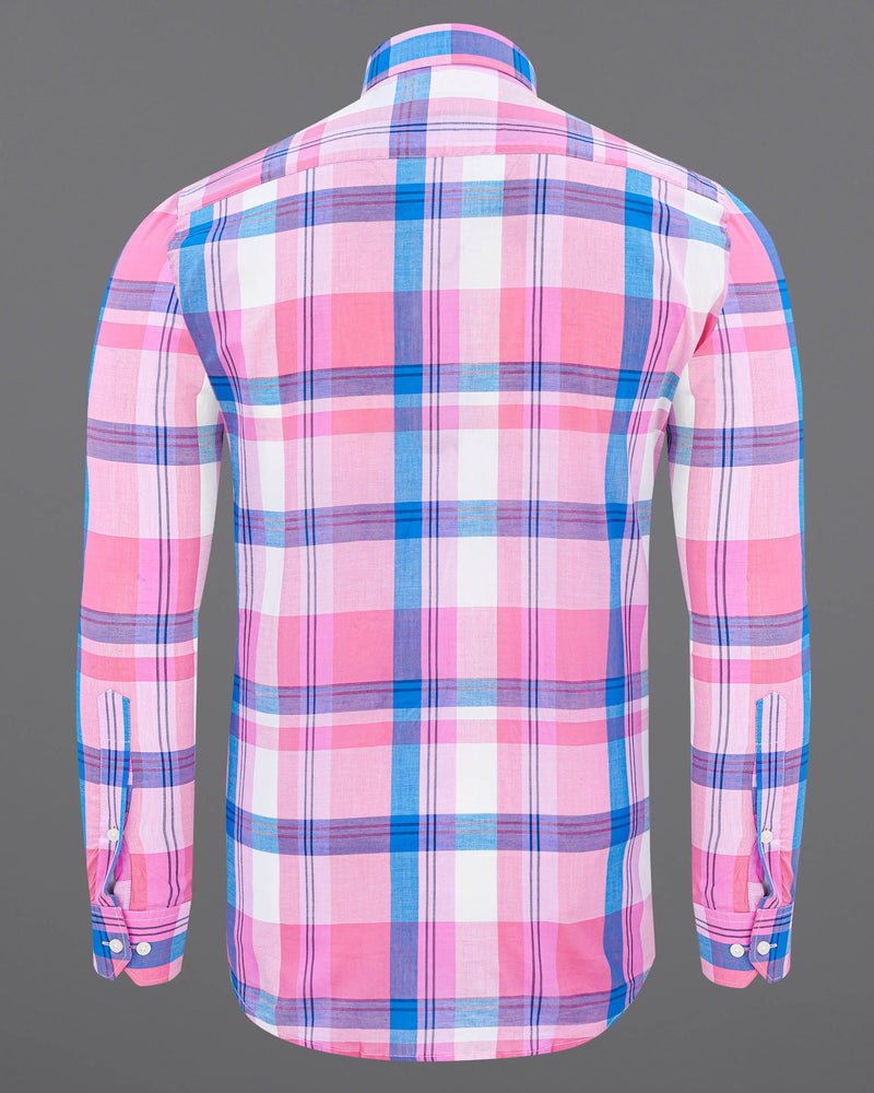 Chantilly Pink with Cornflower Blue Plaid Premium Cotton Shirt