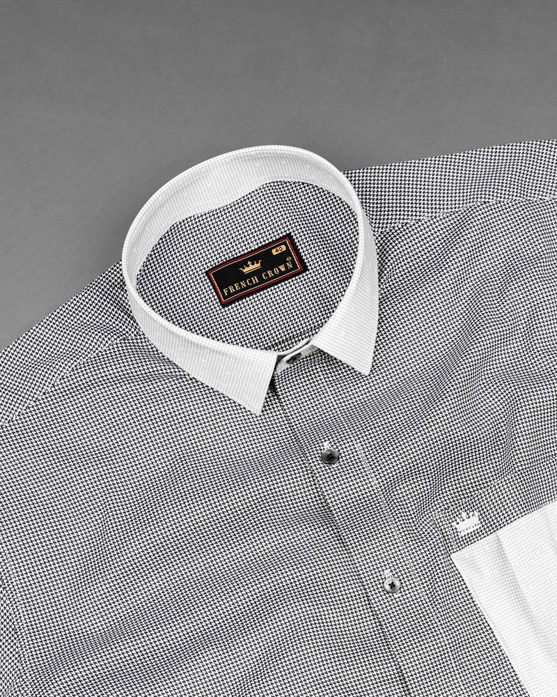 Outer Space Gray with Bright White Half and Half Houndstooth Textured Designer Shirt 7594-BLK-P203-38,7594-BLK-P203-38,7594-BLK-P203-39,7594-BLK-P203-39,7594-BLK-P203-40,7594-BLK-P203-40,7594-BLK-P203-42,7594-BLK-P203-42,7594-BLK-P203-44,7594-BLK-P203-44,7594-BLK-P203-46,7594-BLK-P203-46,7594-BLK-P203-48,7594-BLK-P203-48,7594-BLK-P203-50,7594-BLK-P203-50,7594-BLK-P203-52,7594-BLK-P203-52