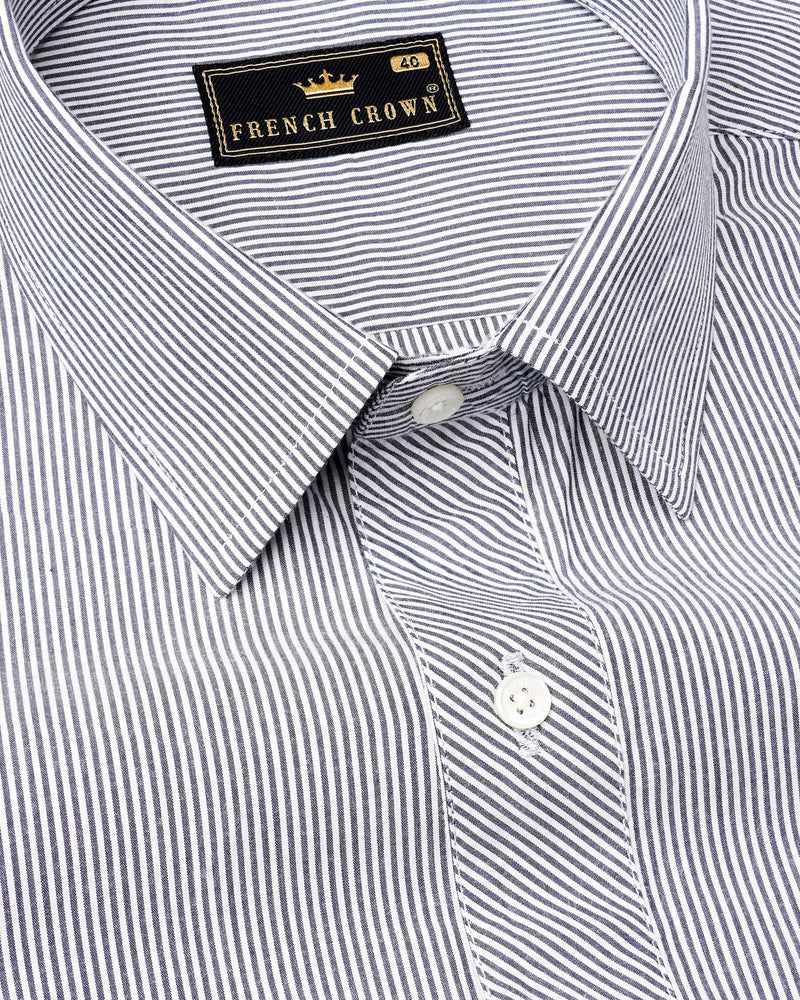 Jade Black and White Pin Striped Premium Cotton Designer Shirt