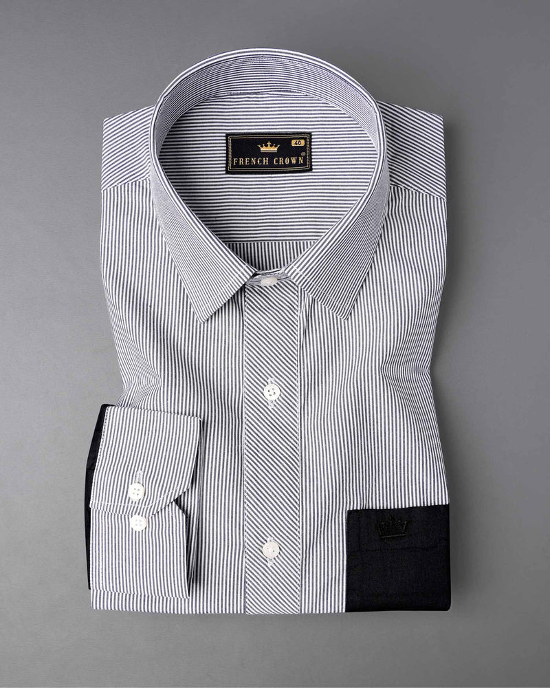 Jade Black and White Pin Striped Premium Cotton Designer Shirt