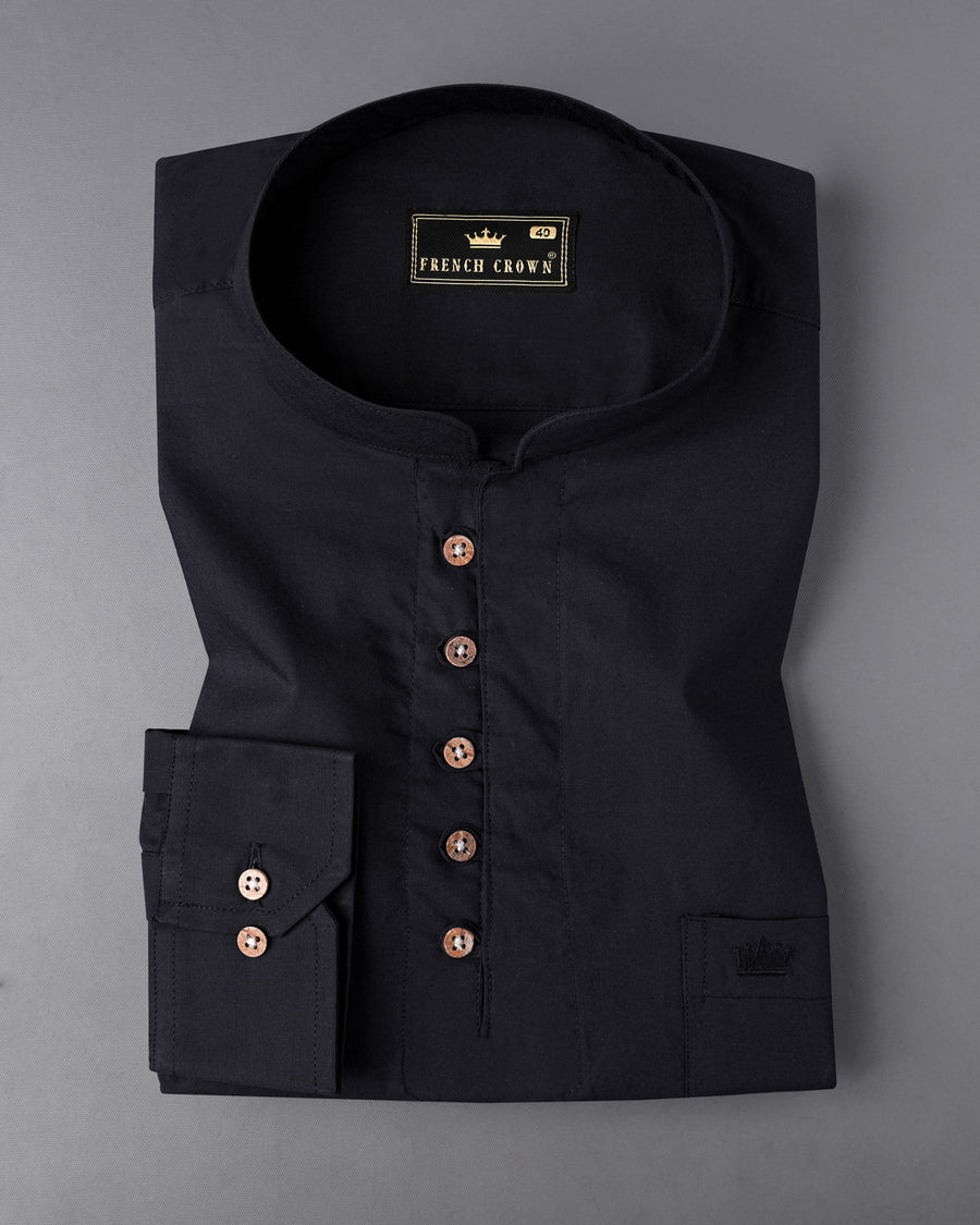 Jade Black Premium Cotton Kurta Shirt