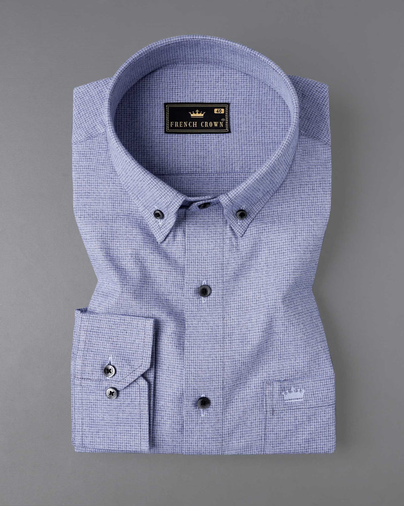Cafet Blue Dobby Textured Premium Giza Cotton Shirt