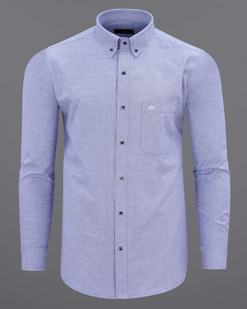 Cafet Blue Dobby Textured Premium Giza Cotton Shirt