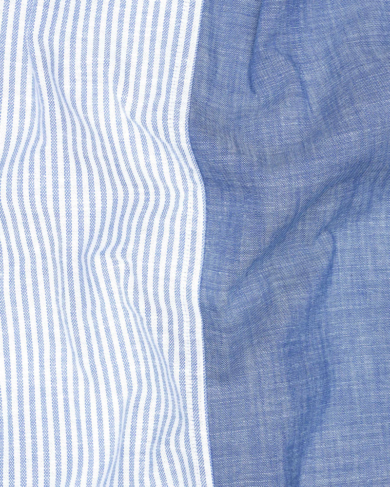 Half Striped Half Yonder Blue Royal Oxford Designer Shirt