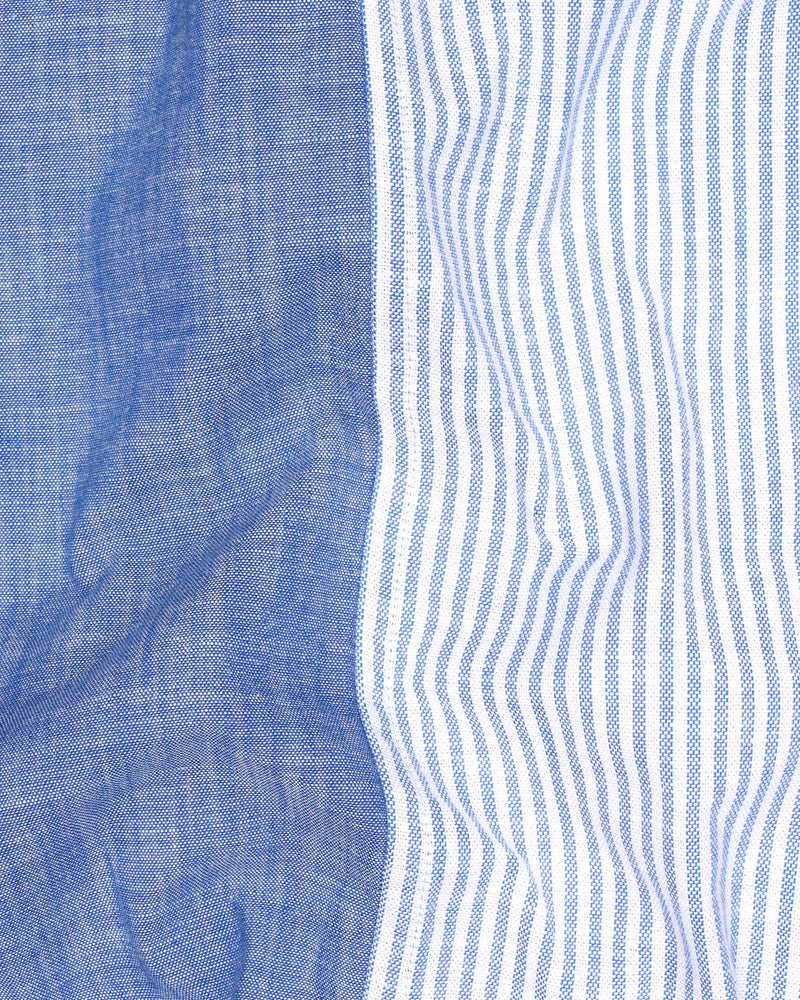 Half Striped Half Yonder Blue Royal Oxford Designer Shirt