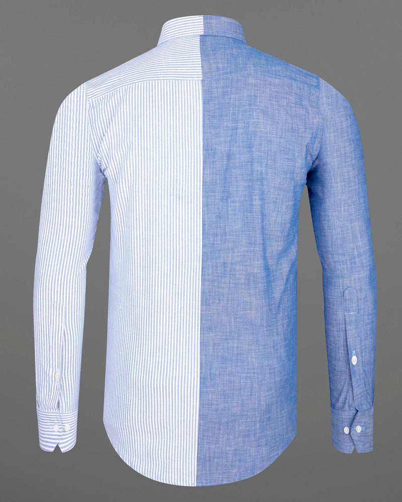 Half Striped Half Yonder Blue Royal Oxford Designer Shirt