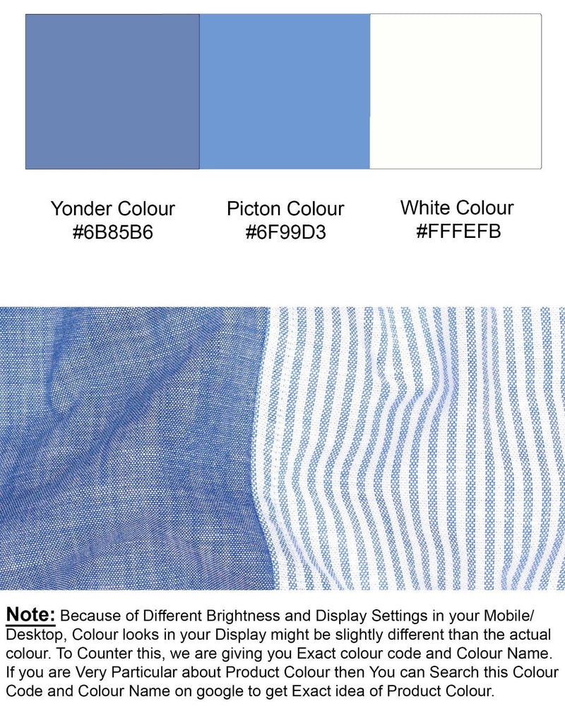 Half Striped Half Yonder Blue Royal Oxford Designer Shirt