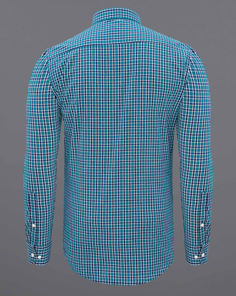 Persian Blue Checkered Premium Cotton Shirt