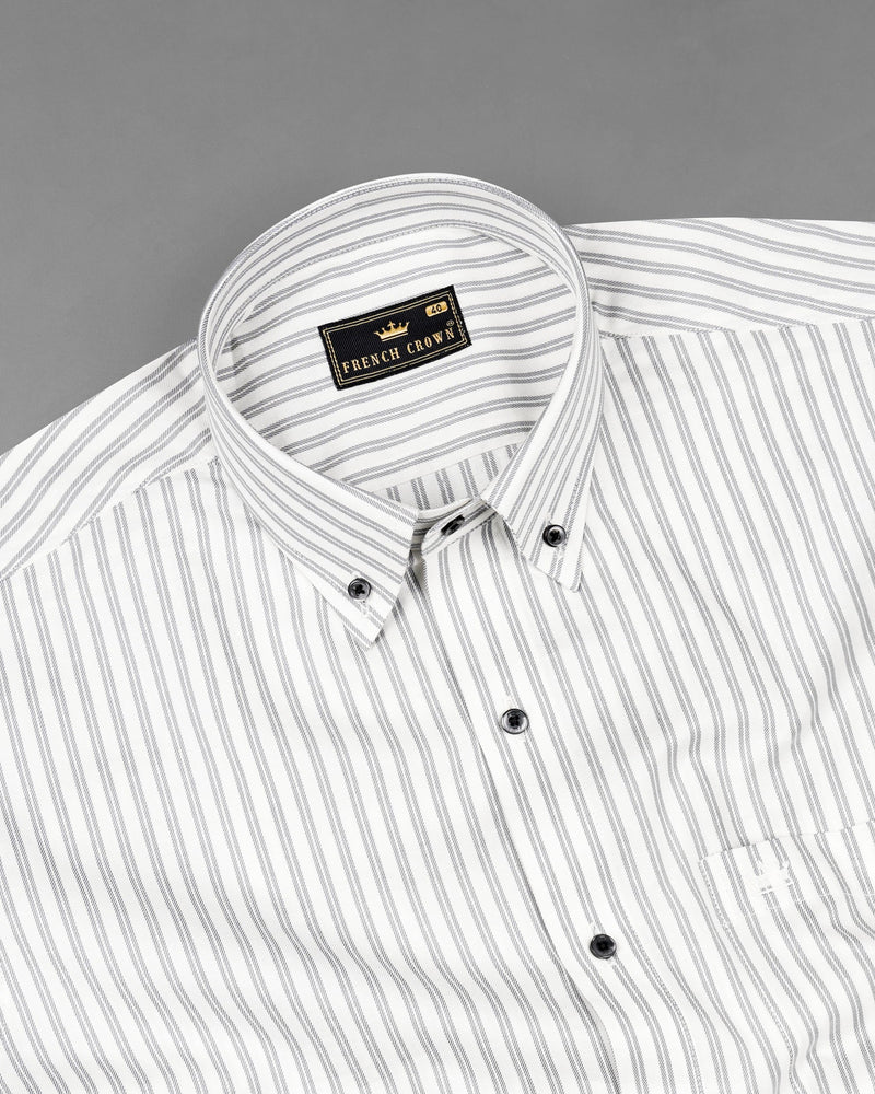 Off White with StarDust Gray Twill Striped Premium Cotton Shirt