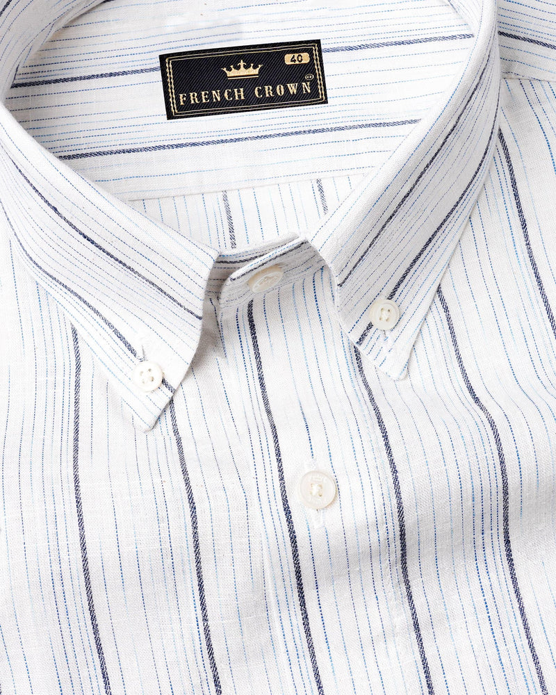 Bright White Striped Premium Tencel Shirt