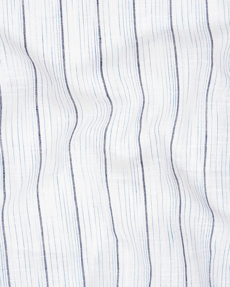 Bright White Striped Premium Tencel Shirt