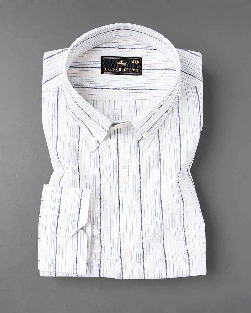 Bright White Striped Premium Tencel Shirt