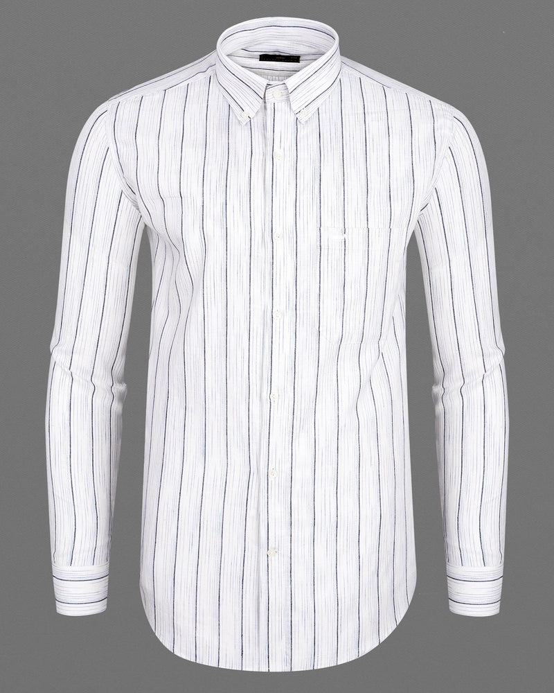 Bright White Striped Premium Tencel Shirt