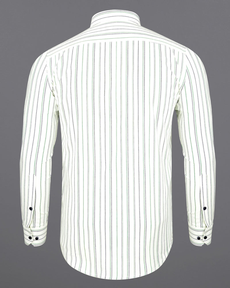 Off White Neptune Green And Martini Gray Striped Royal Oxford Shirt