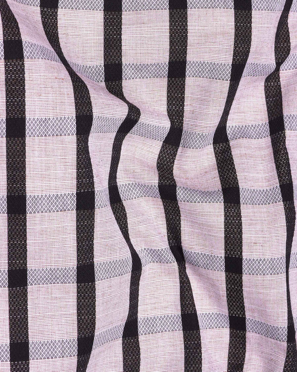 Gainsboro Pink and Jade Black Plaid Dobby Textured Premium Giza Cotton Shirt
