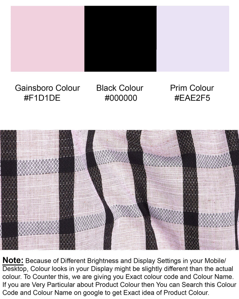 Gainsboro Pink and Jade Black Plaid Dobby Textured Premium Giza Cotton Shirt