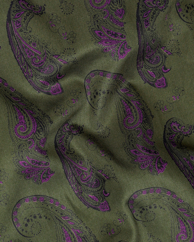 Cactus Green Paisley Printed  Soft Premium Cotton Shirt