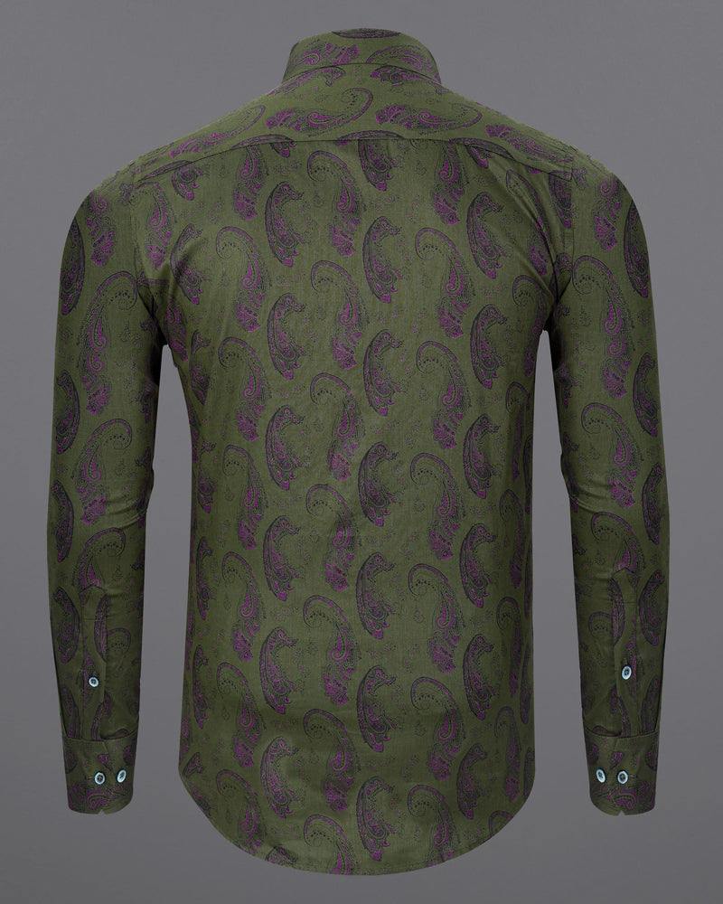 Cactus Green Paisley Printed  Soft Premium Cotton Shirt