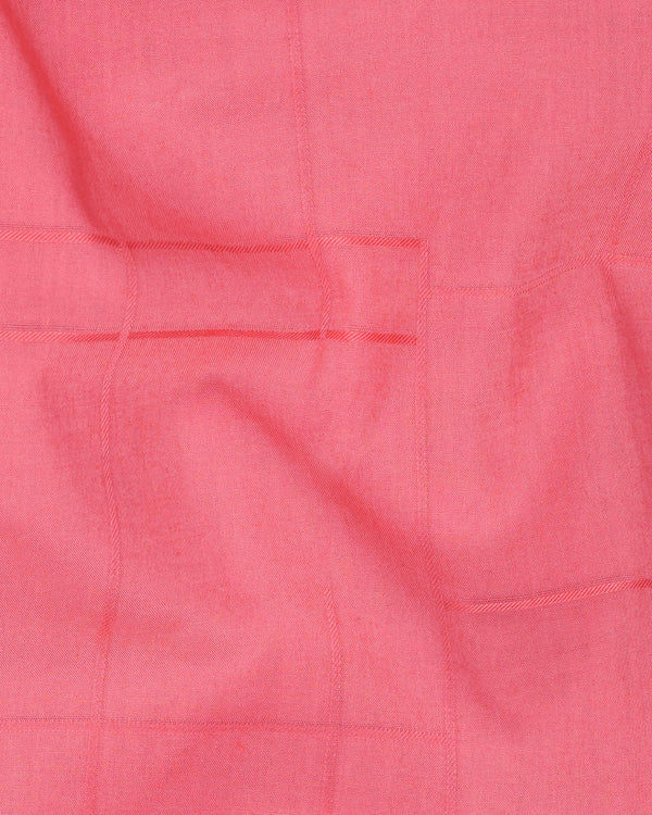 Froly Pink Plaid Dobby Textured Premium Giza Cotton Shirt