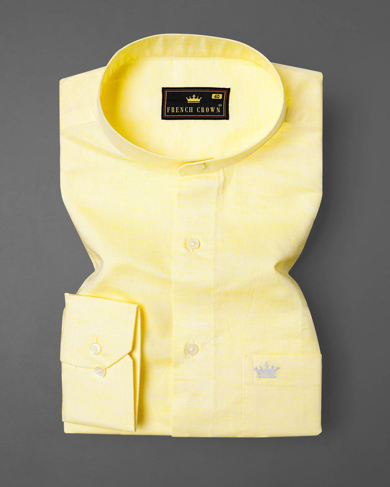 Parchment Yellow Luxurious Linen Shirt