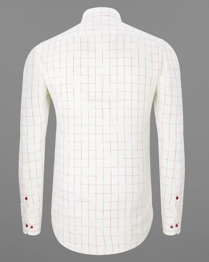 Bright White windowpane Luxurious Linen Shirt