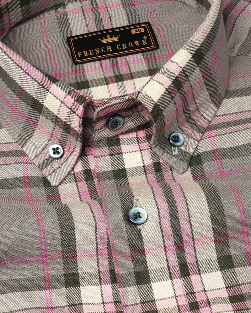 Hurricane Gray Twill Plaid Premium Cotton Shirt