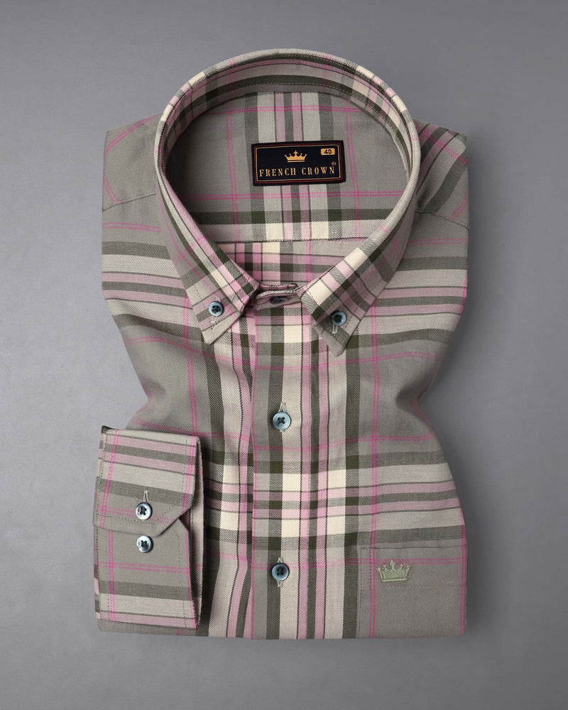 Hurricane Gray Twill Plaid Premium Cotton Shirt