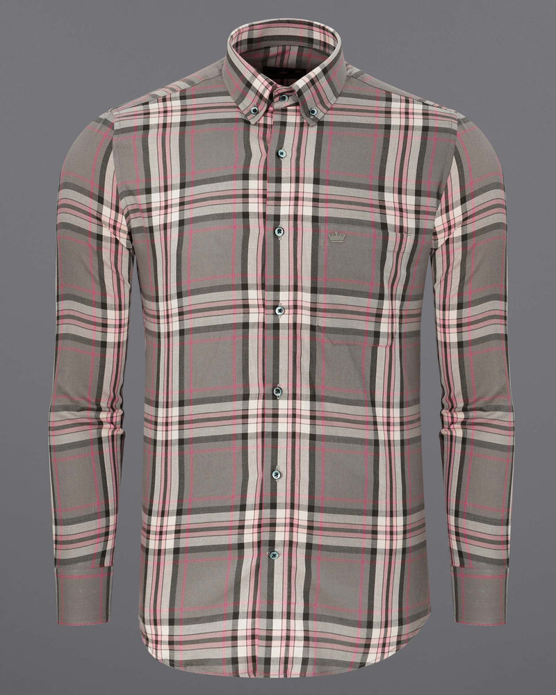 Hurricane Gray Twill Plaid Premium Cotton Shirt