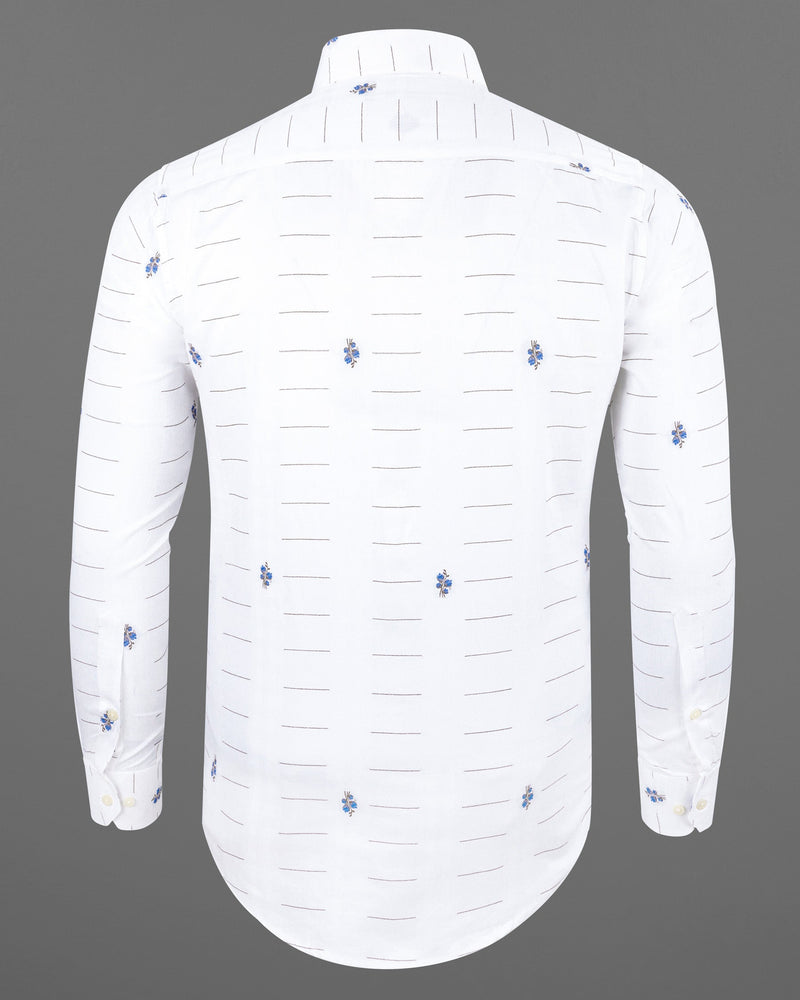 Bright White Jacquard Textured Premium Giza Cotton Shirt