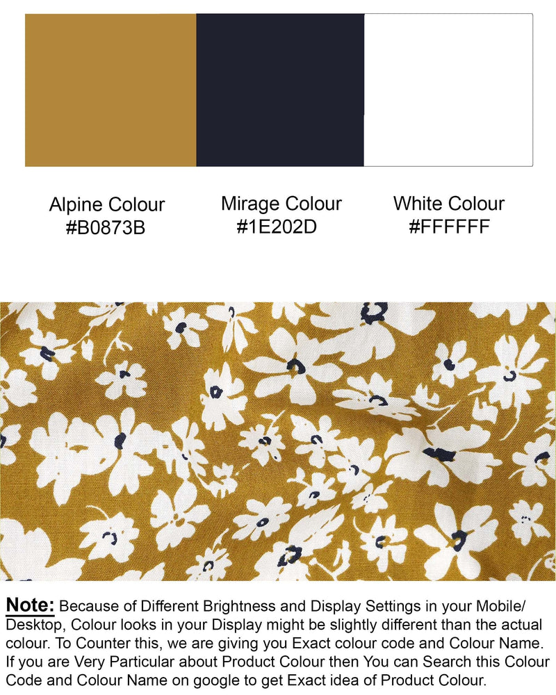 Alpine Brown Floral Printed Premium Cotton Shirt