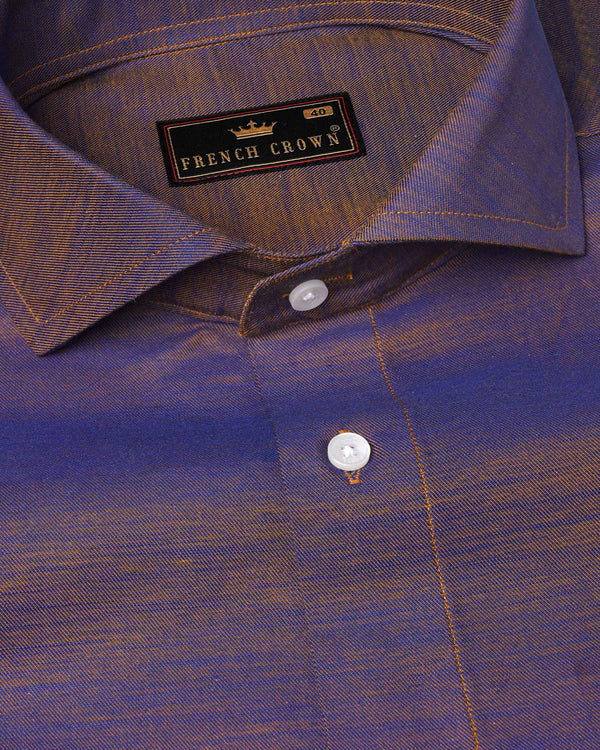 Martinique Blue with Ironstone Brown Two Tone Chambray Chambray Shirt
