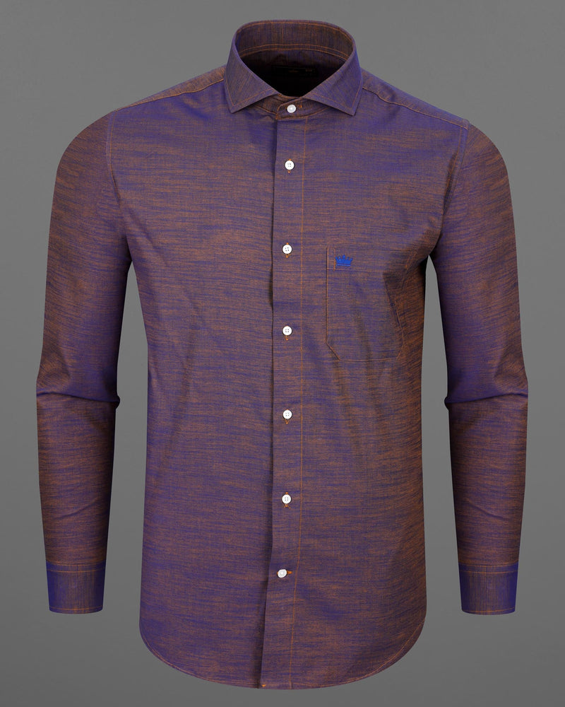 Martinique Blue with Ironstone Brown Two Tone Chambray Chambray Shirt