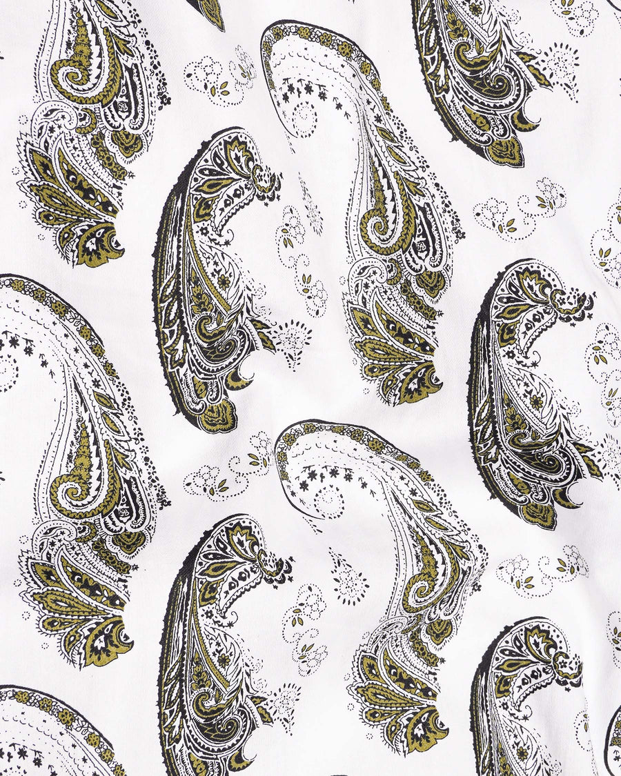 Bright White Paisley Printed Super Soft Premium Cotton Shirt
