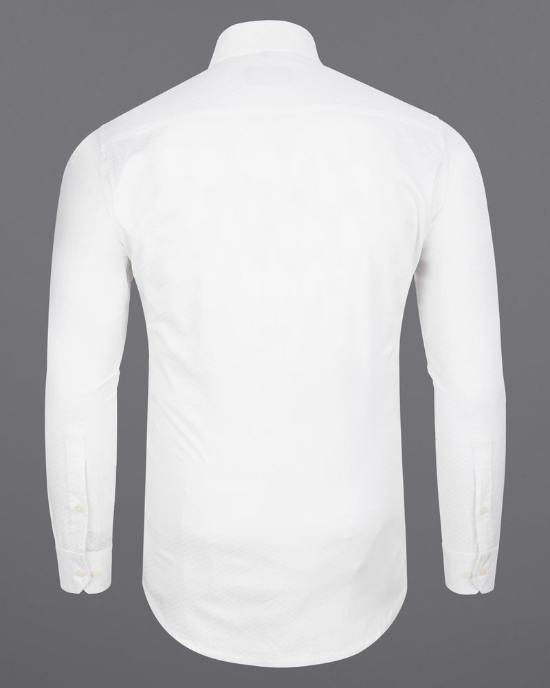 Bright White Dobby Textured Premium Giza Cotton Shirt