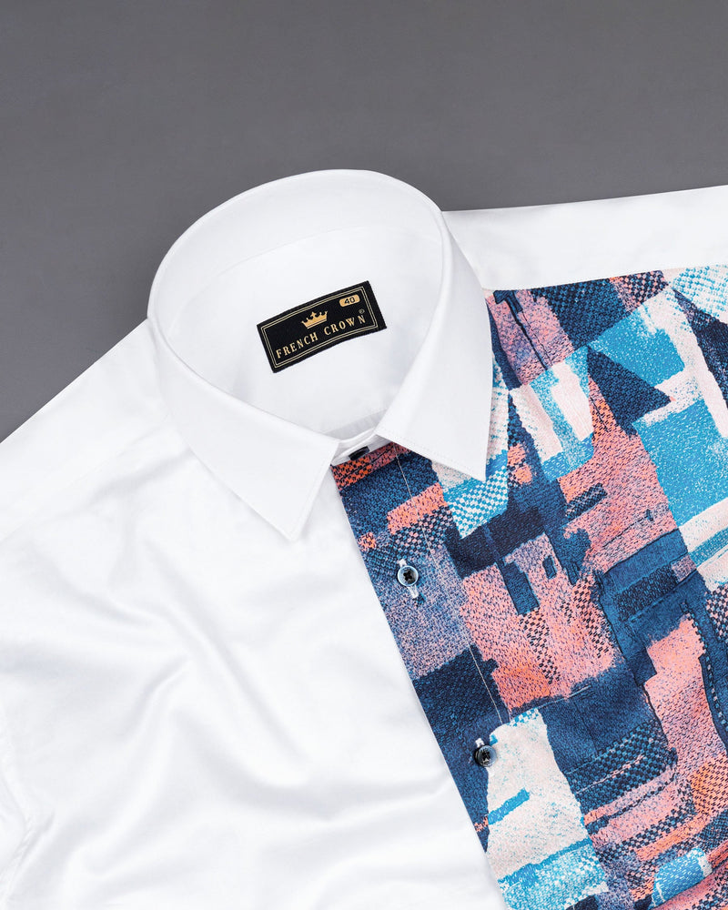 Half-White Half-Printed Super Soft Premium Cotton Designer Shirt