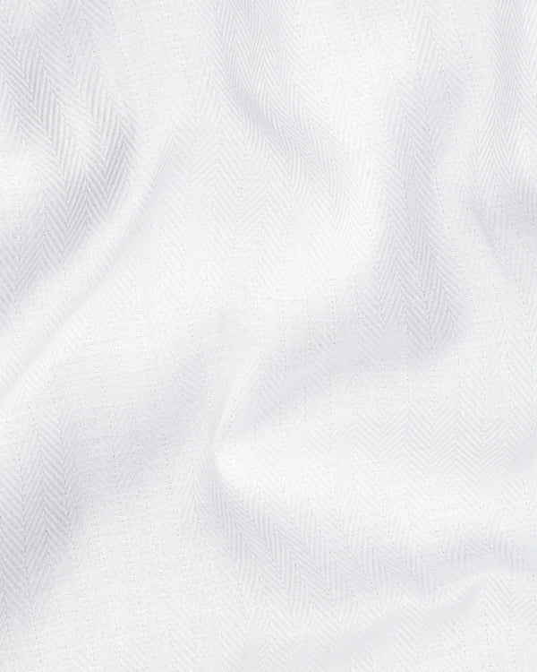 Bright White Herringbone Premium Cotton Shirt